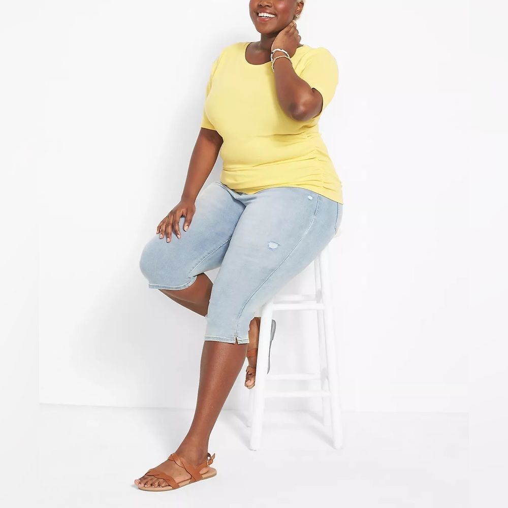 Lane Bryant - Boat Neck Side Ruched RibTee - Picture 3 of 5